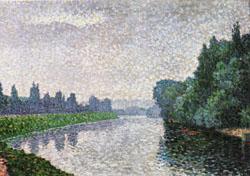 Albert Dubois-Pillet The Marne River at Dawn Norge oil painting art